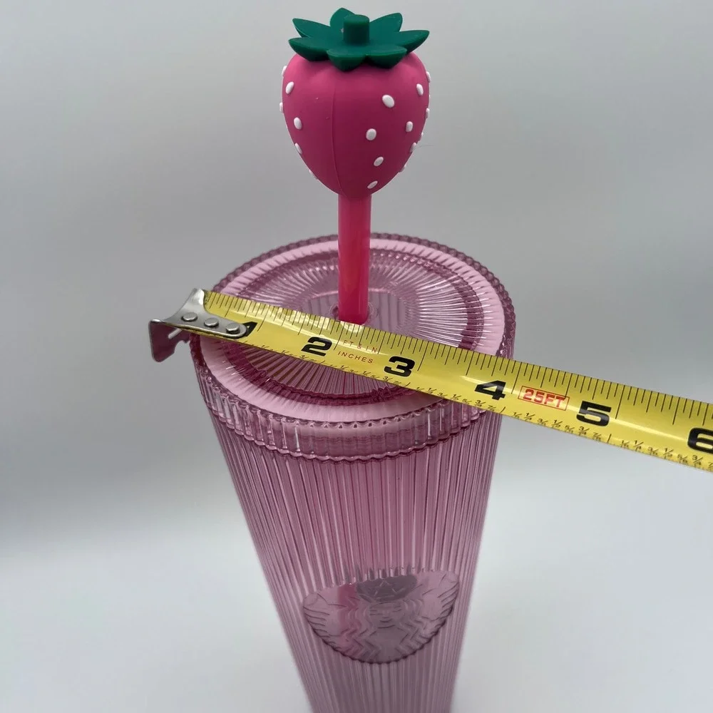 🍓NWT Starbucks 2026 Pink Drink Limited Edition Cold Cup w/ Strawberry Topper